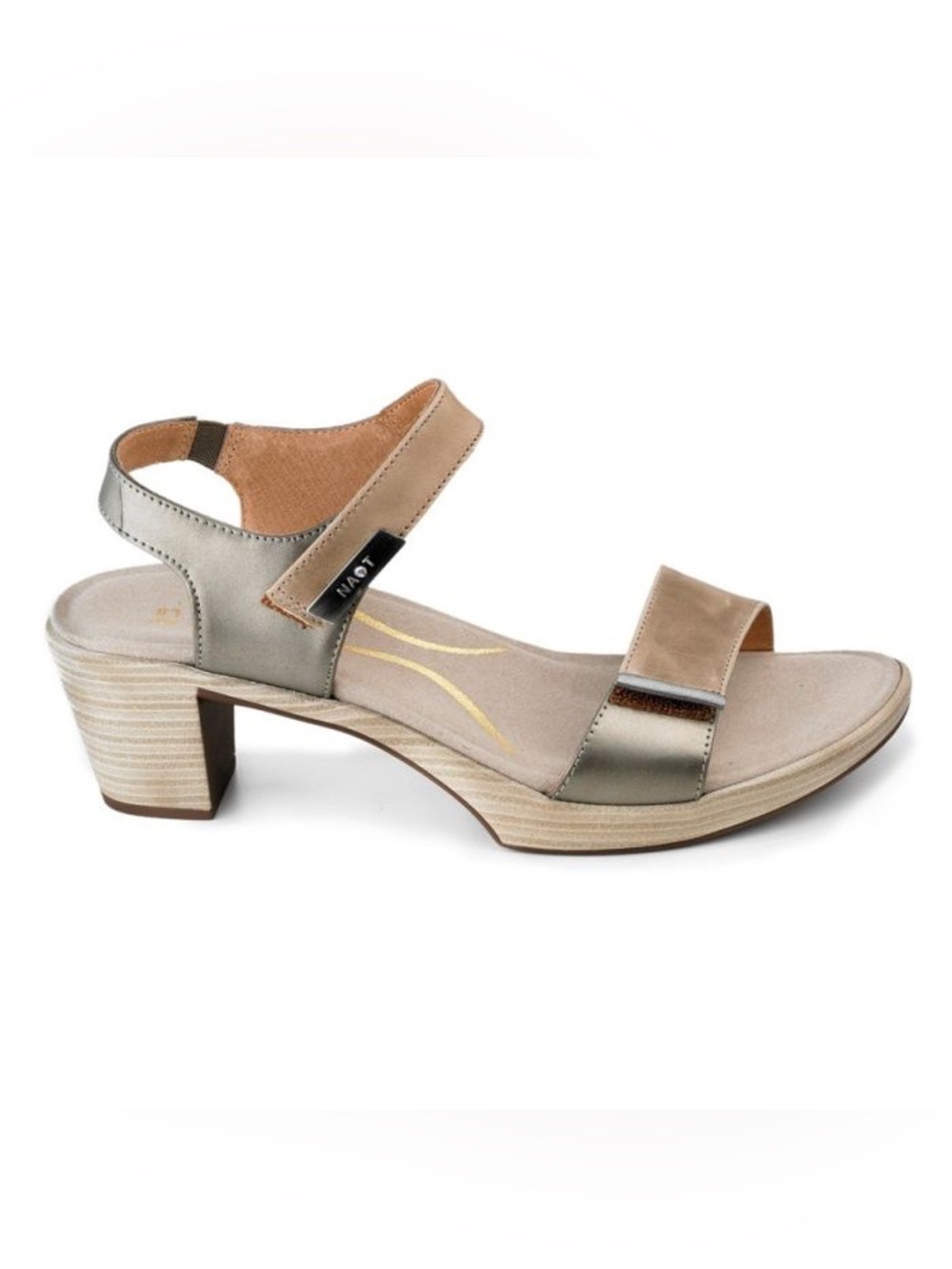 Naot intact in Khaki Beige/ Pewter Leather GUC size 40EU / 9US
